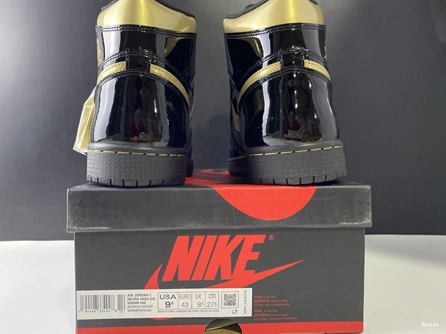 Bmlin shoes Retro 555088- 3771 Black Metallic Jordan1 Gold DailyWear 1015